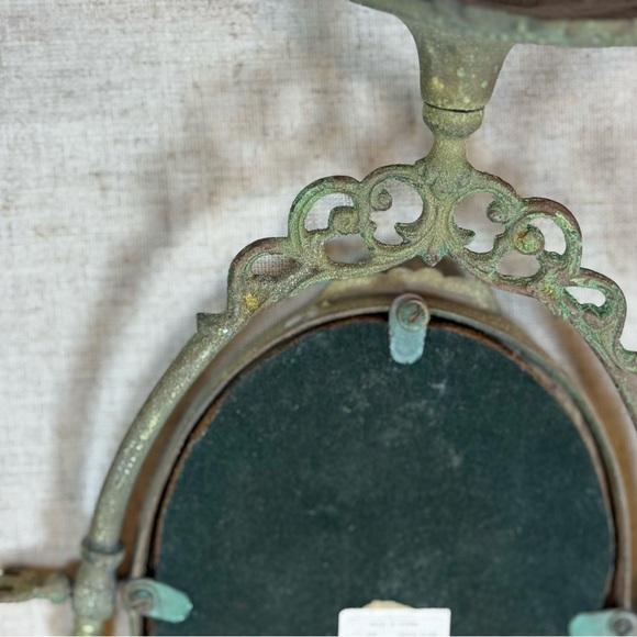 Vintage Dresser Mirror Oval Swivel Weathered Green Distressed - Picture 6 of 8